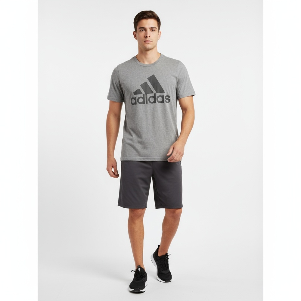 Adidas T-Shirt Mens Size L Grey Amplifier Tee Badge of Sport‎ Athletic Casual
